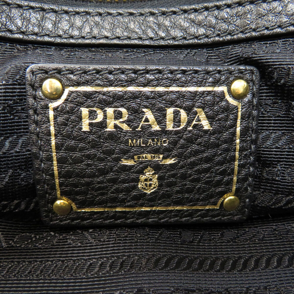 Prada Tessuto Vitello Daino leather tote Shoulder bag Black - Picture 6 of 11